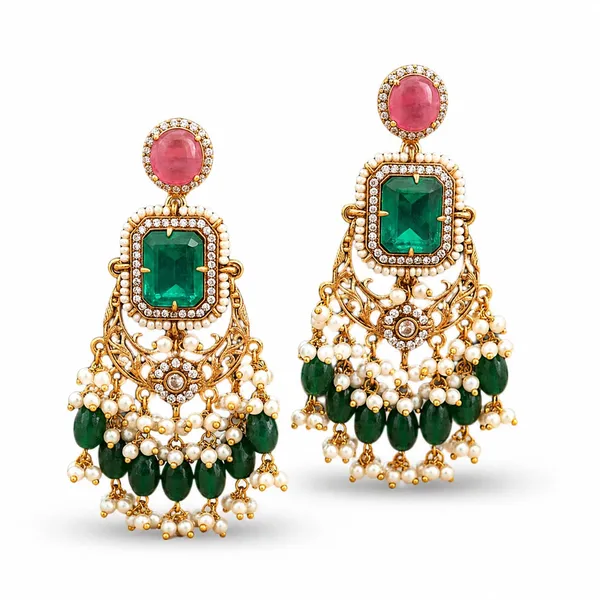 Green_&_Pink_Brass_&_Copper_Earrings_For_Women