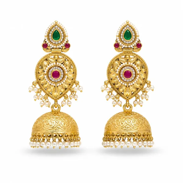 Ruby_&_Green_Brass_&_Copper_Earrings_For_Women