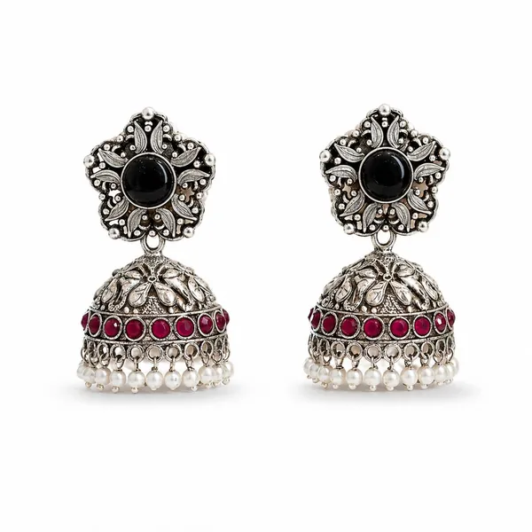 Black_&_Ruby_Brass_&_Copper_Earrings_For_Women