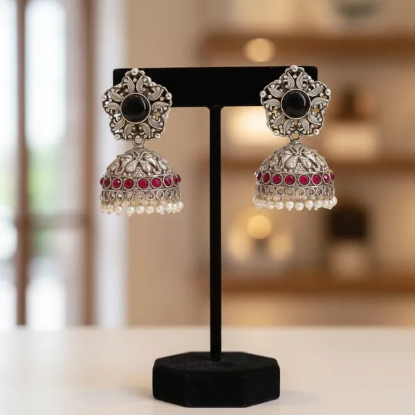 Black_&_Ruby_Brass_&_Copper_Earrings_For_Women