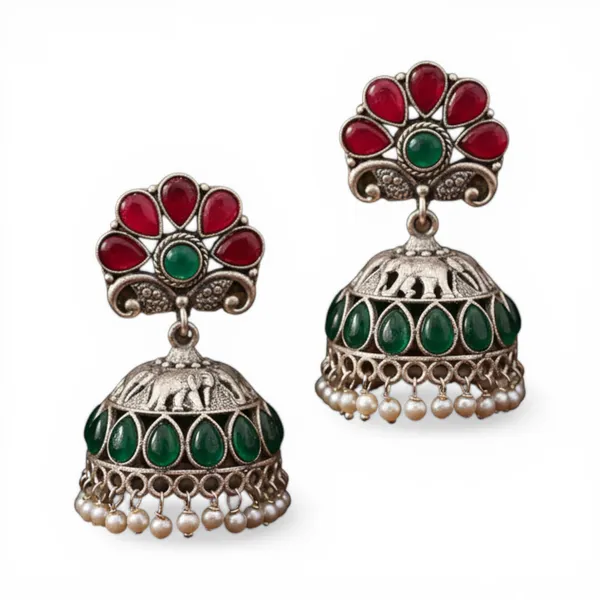Ruby_&_Green_Brass_&_Copper_Earrings_For_Women