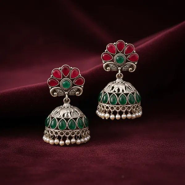 Ruby_&_Green_Brass_&_Copper_Earrings_For_Women