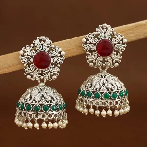 Red_Green_Brass_&_Copper_Jhumki_Earrings_For_Women