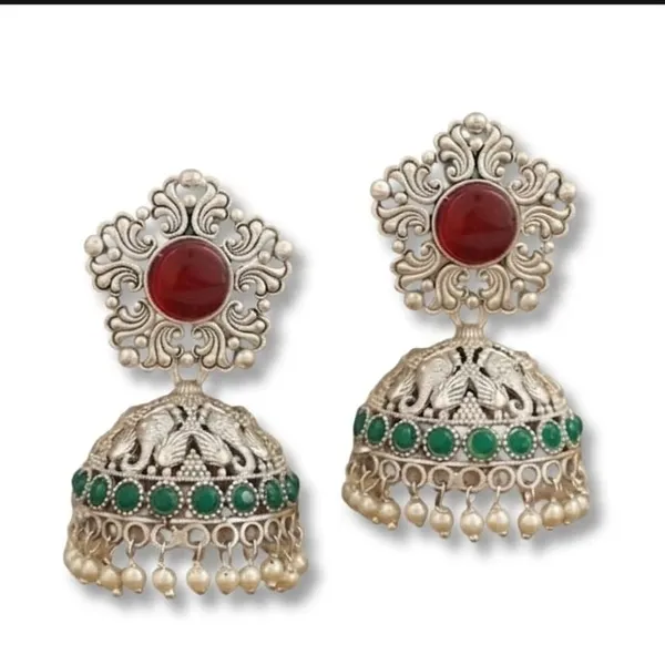 Red_Green_Brass_&_Copper_Jhumki_Earrings_For_Women