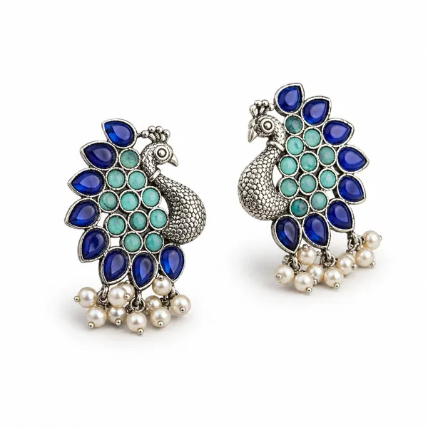 Blue_&_Turquoise_Brass_&_Copper_Earrings_For_Women