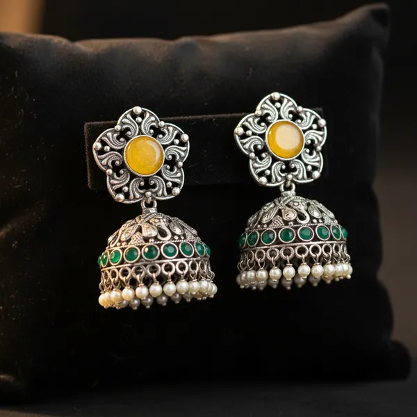 Yellow_&_Green_Brass_&_Copper_Earrings_For_Women