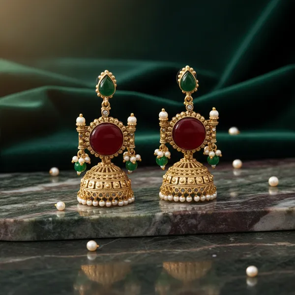 Red_&_Green_Brass_&_Copper_Earrings_For_Women