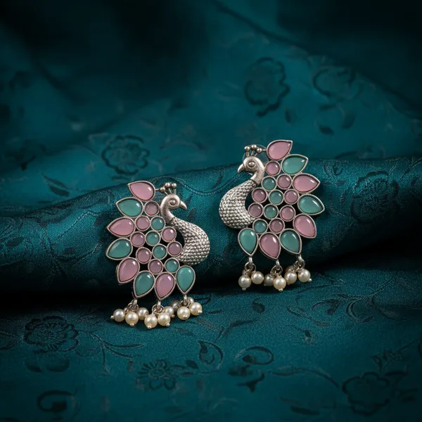 Pink_&_Turquoise_Brass_&_Copper_Earrings_For_Women