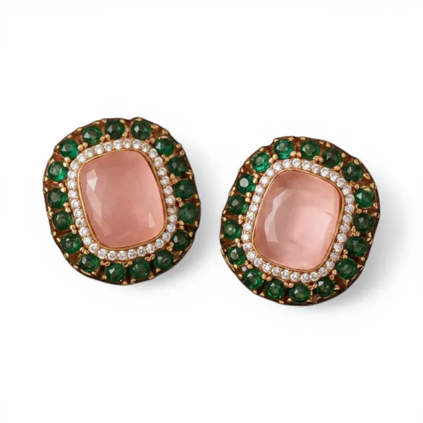 Pink_&_Turquoise_Brass_&_Copper_Earrings_For_Women