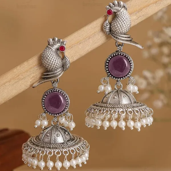 Purple_Brass_&_Copper_Jhumka_Earrings_For_Women