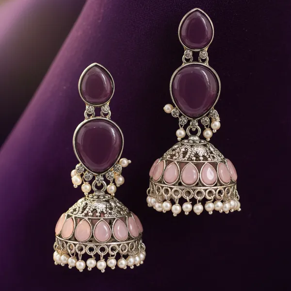 Purple_&_Pink_Brass_&_Copper_Earrings_For_Women