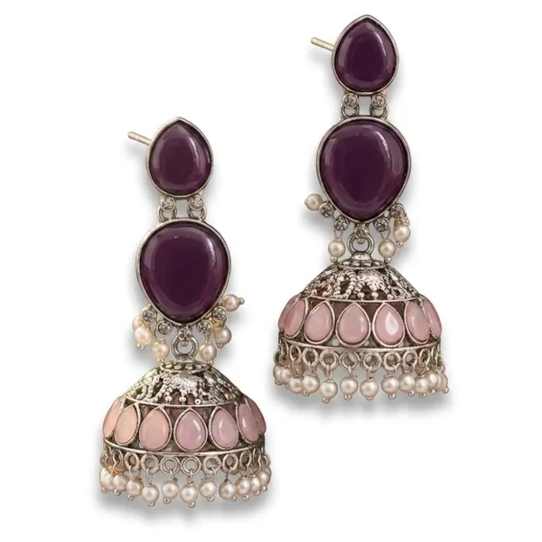 Purple_&_Pink_Brass_&_Copper_Earrings_For_Women