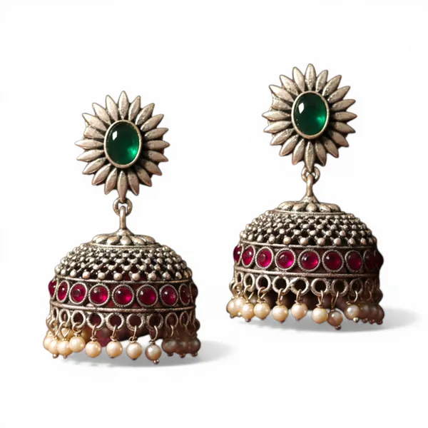 Ruby_&_Green_Brass_&_Copper_Earrings_For_Women