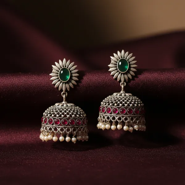Ruby_&_Green_Brass_&_Copper_Earrings_For_Women