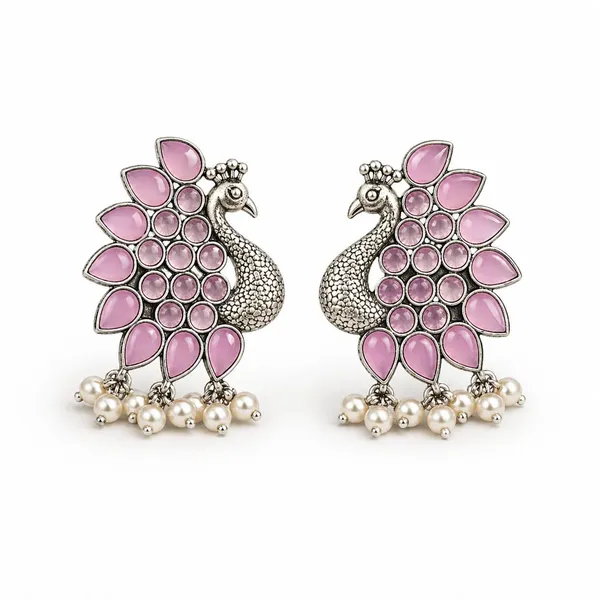 Pink_Brass_&_Copper_Earrings_For_Women
