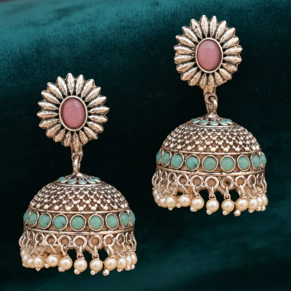 Pink_&_Turquoise_Brass_&_Copper_Earrings_For_Women