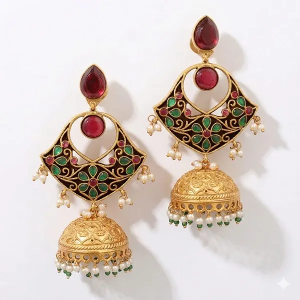 Red_&_Green_Brass_&_Copper_Earrings_For_Women