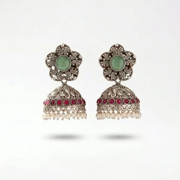 Light_Green_&_Ruby_Brass_&_Copper_Earrings_For_Women