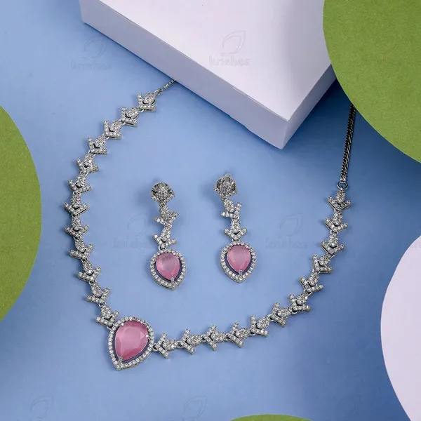 Pink_Brass_&_Copper_Necklace_Set_For_Women
