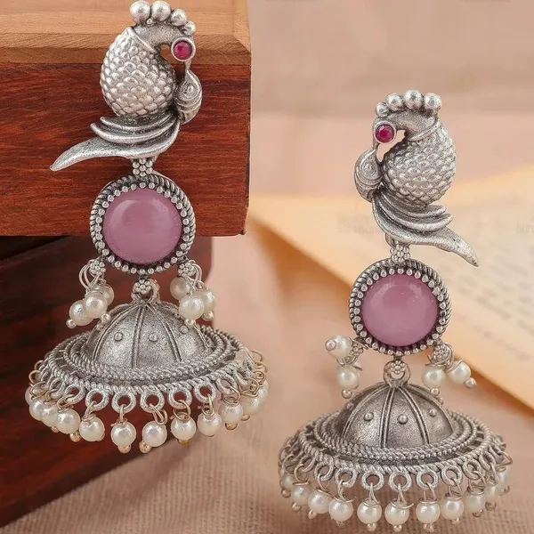Pink_Brass_&_Copper_Jhumka_Earrings_For_Women