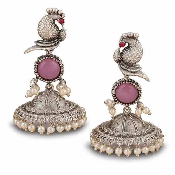 Pink_Brass_&_Copper_Jhumka_Earrings_For_Women