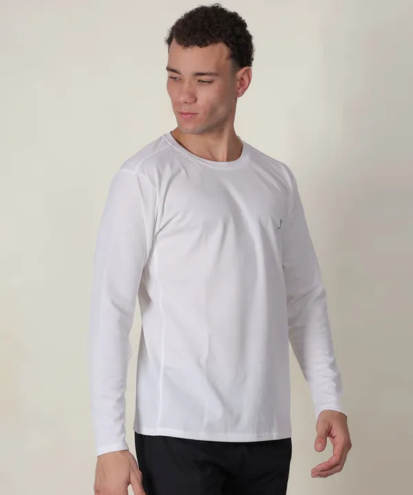 White_Solid_Slim_Fit_Crew_Neck_T-Shirt_For_Men