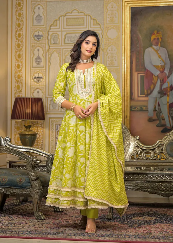 Lime_Green_Cotton_Premium_And_Elegant_Kurta_Sets_For_Women