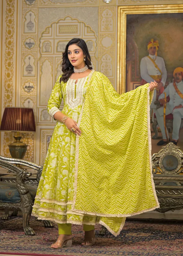 Lime_Green_Cotton_Premium_And_Elegant_Kurta_Sets_For_Women