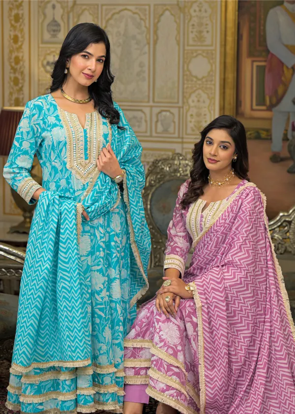 Turquoise_Blue_Cotton_Premium_And_Elegant_Kurta_Sets_For_Women