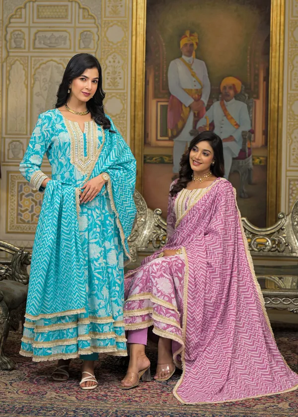 Turquoise_Blue_Cotton_Premium_And_Elegant_Kurta_Sets_For_Women