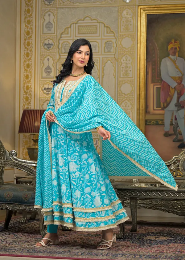 Turquoise_Blue_Cotton_Premium_And_Elegant_Kurta_Sets_For_Women