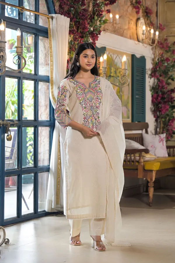 Off_White_Cotton_Premium_And_Elegant_Kurta_Sets_For_Women