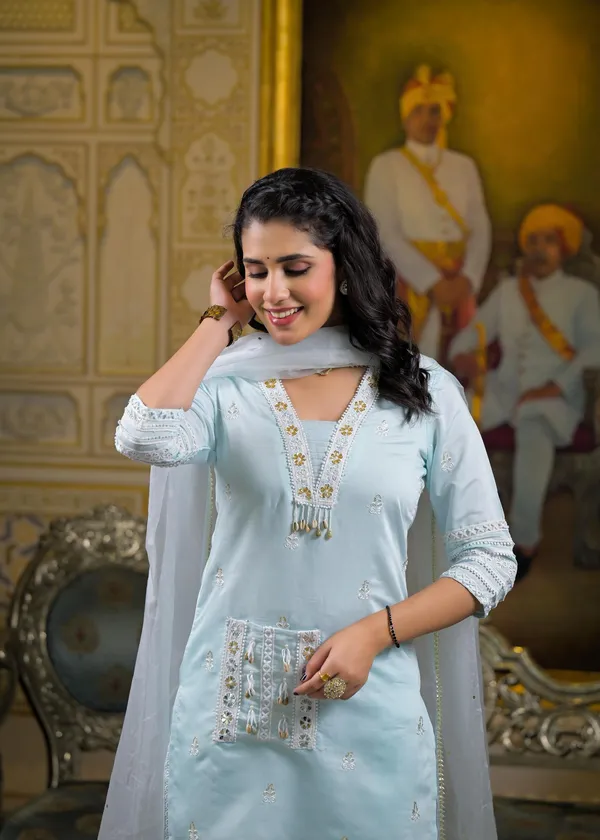 Sea_green_Georgette_Premium_And_Elegant_Kurta_Sets_For_Women