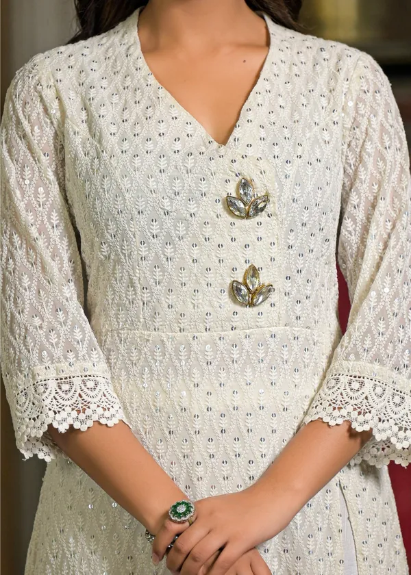White_Georgette_Premium_And_Elegant_Kurta_Sets_For_Women