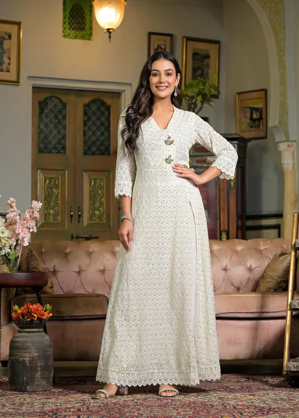 White_Georgette_Premium_And_Elegant_Kurta_Sets_For_Women
