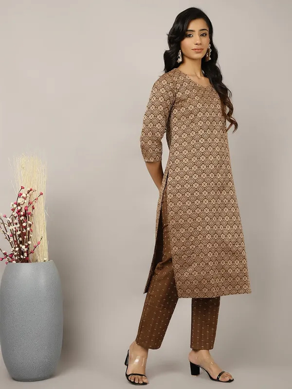 Brown_Jaipur_Kurti_Self-Design_Festive_Suit_Set