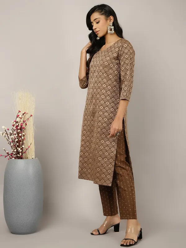 Brown_Jaipur_Kurti_Self-Design_Festive_Suit_Set