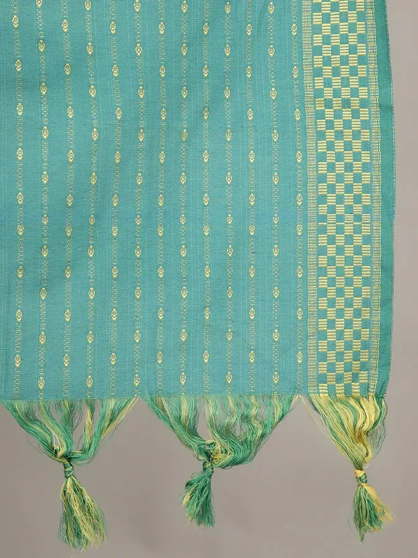 Sea_Green_Jaipur_Kurti_Sea_Green_Self_Design_Cotton_Blend_Suit_Set