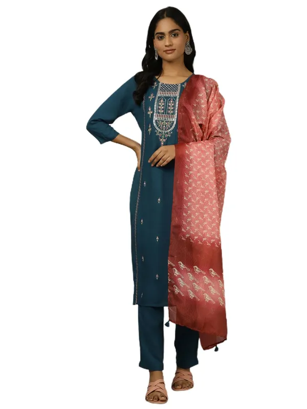 Teal_Jaipur_Kurti_Teal_Embroidered_Suit_Set