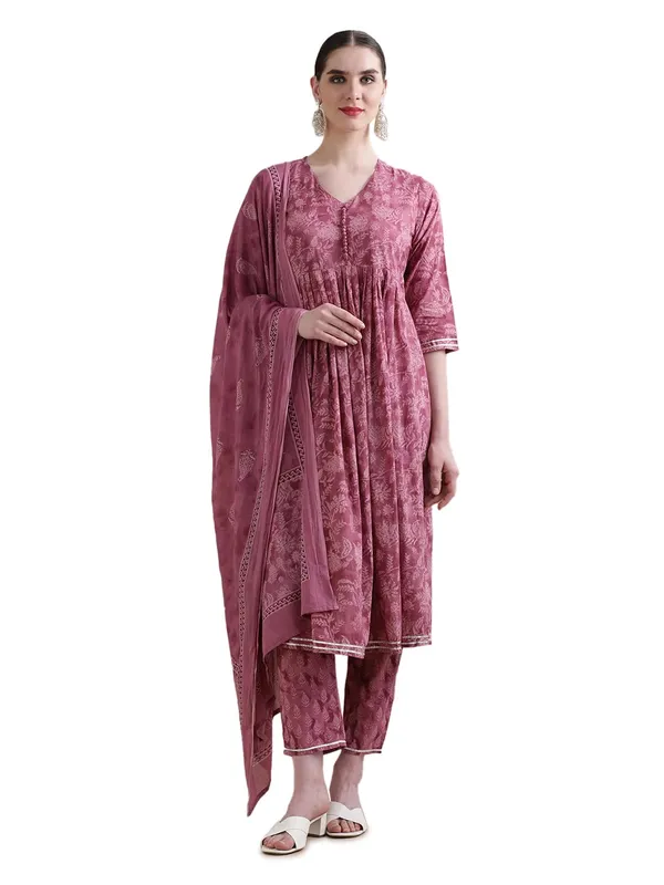 Purple_Jaipur_Kurti_Pure_Cotton_Floral_Flared_Gotta_Patti_Sawar_Suit_Sets_With_Dupatta