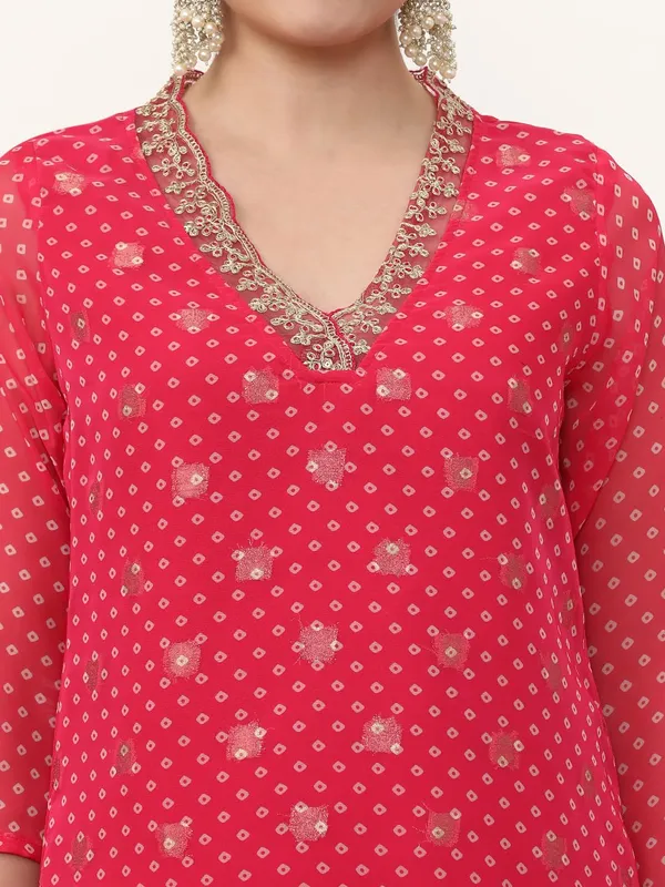 Pink_Jaipur_Kurti_Floral_Printed_Anarkali_Poly_Chiffon_Flared_Kurta_And_Churidar_Sets