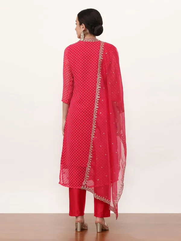 Pink_Jaipur_Kurti_Floral_Printed_Anarkali_Poly_Chiffon_Flared_Kurta_And_Churidar_Sets