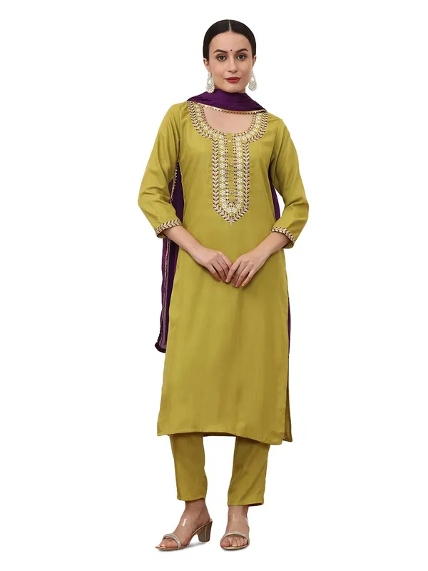 Lime_green_Jaipur_Kurti_Floral_Printed_Anarkali_Poly_Chiffon_Flared_Kurta_&_Churidar_Sets