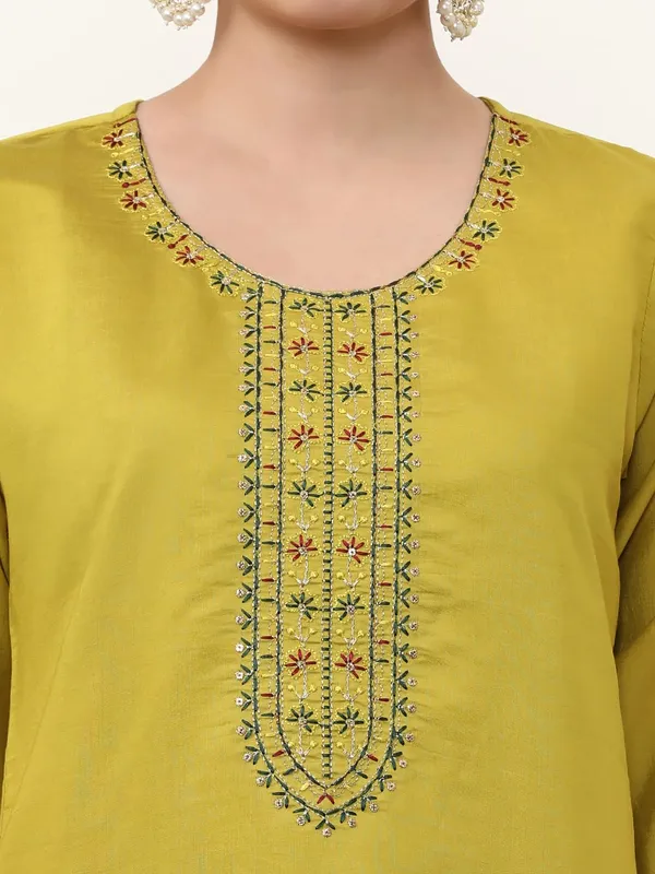 Lime_Green_Jaipur_Kurti_Floral_Printed_Anarkali_Organza_Flared_Kurta_And_Palazzos_Sets