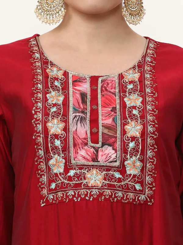 Wine_Jaipur_Kurti_Embroidered_Ethnic_Motifs_Kurta_Sets_With_Dupatta
