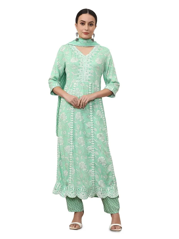 Green_Jaipur_Kurti_Embroidered_Linen_Floral_Kurta_Sets_With_Dupatta
