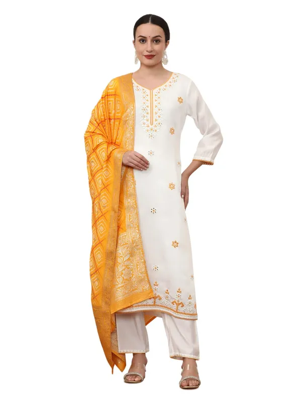 Mustard_Jaipur_Kurti_Embroidered_Pure_Silk_Solid_Kurta_Sets_With_Dupatta