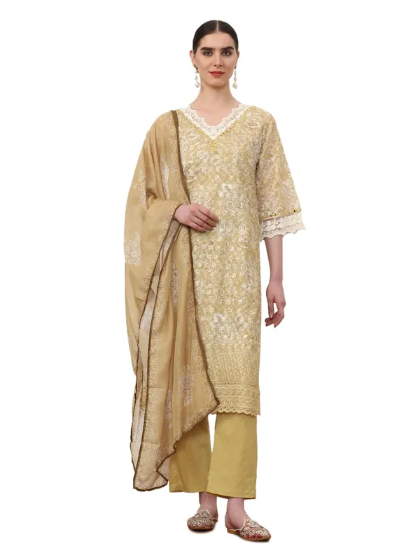 Mustard_Jaipur_Kurti_Embroidered_Pure_Cotton_Floral_Kurta_Sets_With_Dupatta