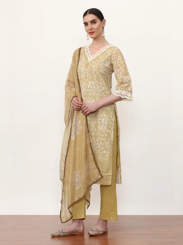 Mustard_Jaipur_Kurti_Embroidered_Pure_Cotton_Floral_Kurta_Sets_With_Dupatta