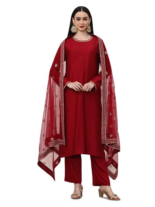 Jaipur_Kurti_Printed_Chanderi_Cotton_Floral_Kurta_Sets_With_Net_Dupatta